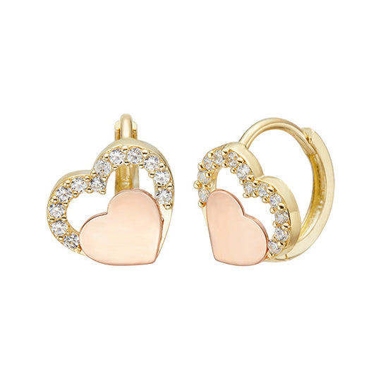 14K Adorable Pink Heart Earrings