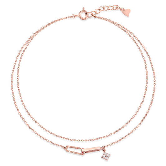 14K Two Ring Double Anklet