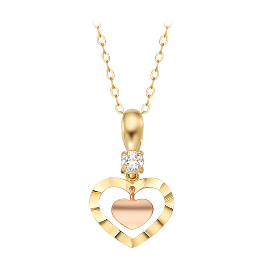 14K Mini Cut Heart Pink Necklace